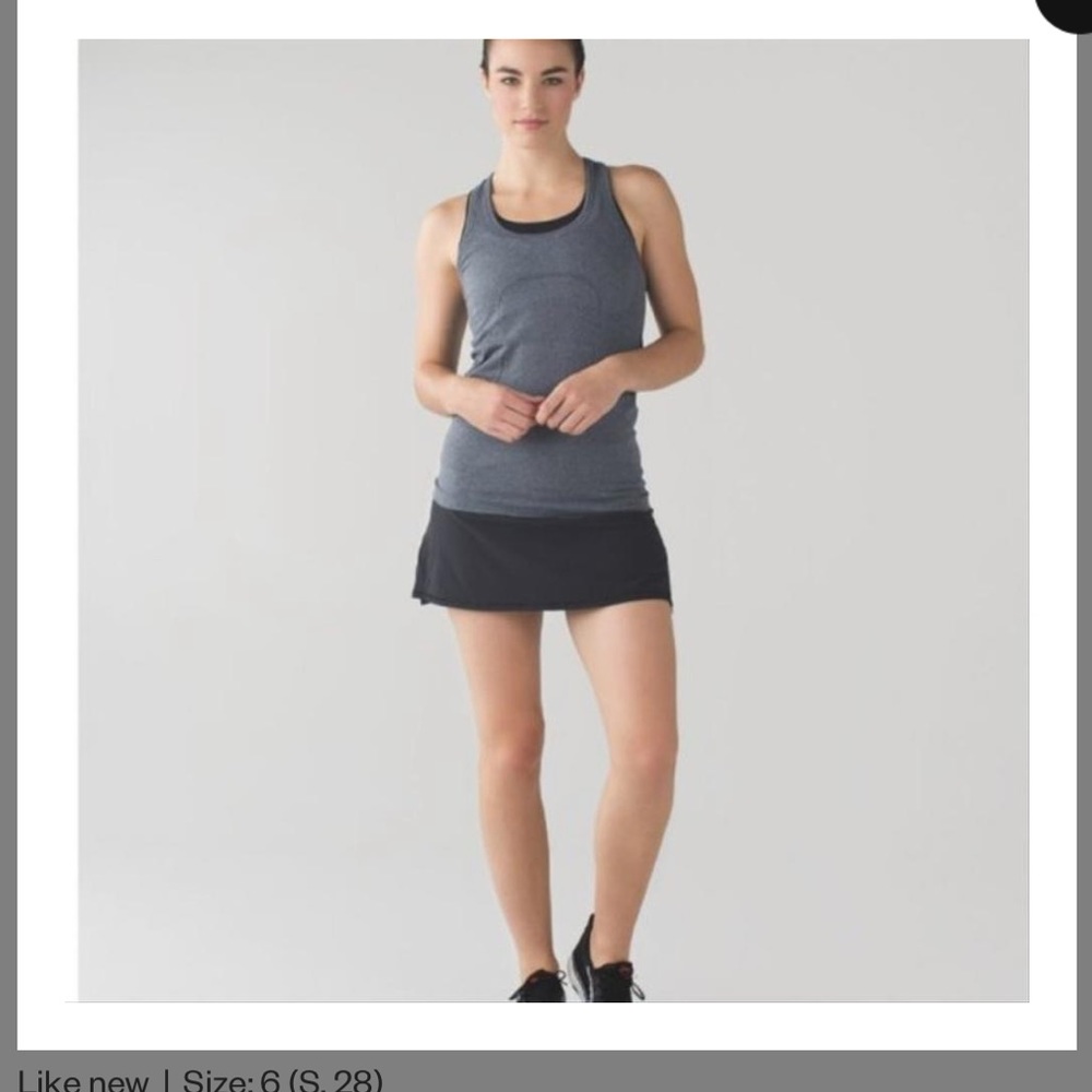 Lululemon Black Run Pace Setter Built-in Ruffles Skirt size10